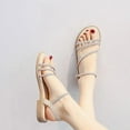thumbnail image 2 of Women Flat Sandals Dressy Strappy Gladiator Summer Ankle Strap Nude Open Toe Comfortable Wedding Casual Leather Ladies Party Trendy Vacation White Women Sandal, 2 of 6