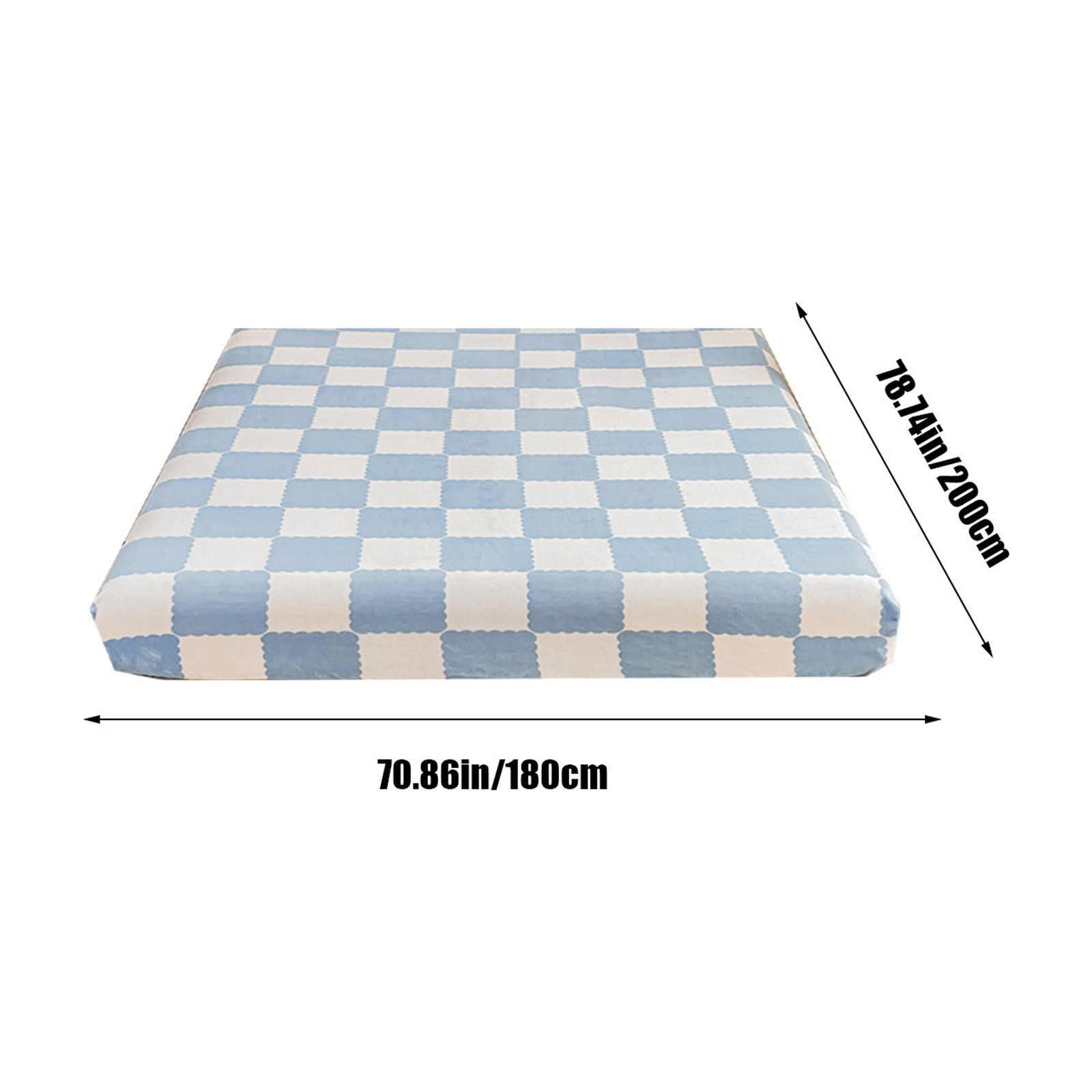 Quilted Fitted Sheet Winter Warm, Checkerboard Pattern Mattress Protector – Breathable Non-Slip Pocket Design, Soft Polyester Bed Cover for Care Bed, Home or Guest Room