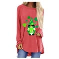 thumbnail image 1 of Pompotops T-Shirt Décontracté à Col Rond Imprimé St. Patrick pour Femmes, Manches Longues, Blouse, 1 of 5
