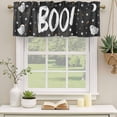 thumbnail image 2 of Black BOO Halloween Curtain Valances for Windows, Kitchen Valance Window Treatments Panel 2 Pack, Cute Ghost Spooky Star Moon Dots Rod Pocket Short Curtains for Bathroom Bedroom 42 x 18 Inch, 2 of 8