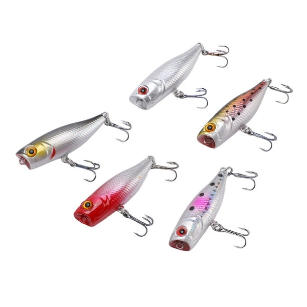 Ymiko Fishing Lures, Topwater Popper Lures 5pcs Streamlined 4.5cm/3.5g 3d Eyes With Stainless Steel Hooks For Freshwater For Saltwater
