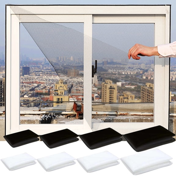 Clearance Under $5 Boovnll Window Screen Replacement, 51x59" Adjustable DIY Cutting Self Sealing Window Screens with Cutting Tools Keeps Mosquito Out for Patio Window Door, Window Screen