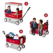 Radio Flyer, Family Wagon with Canopy, Folding Wagon, Light Gray and Red