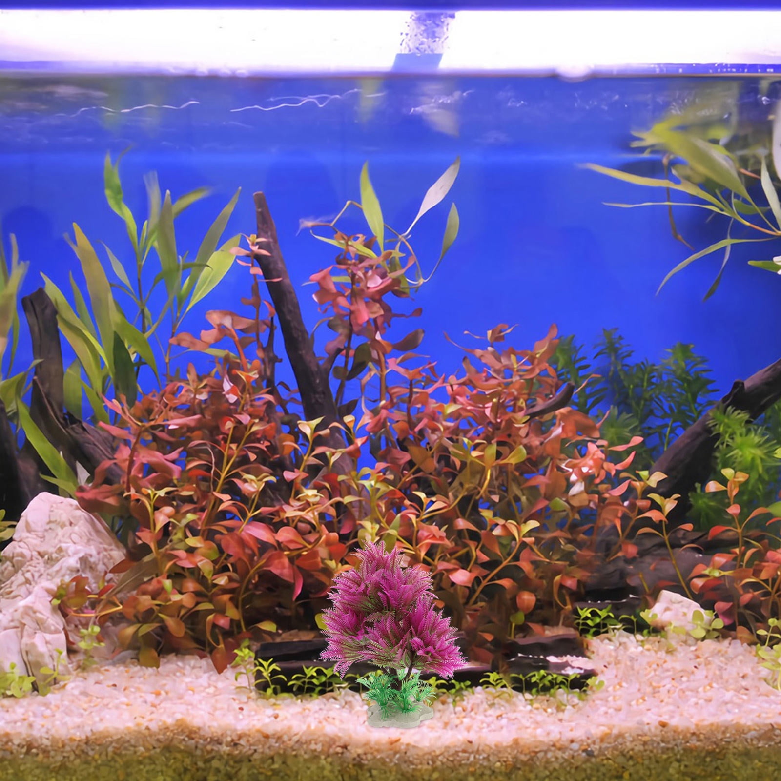 RENACLIPY Artificial Aquarium Plants Plastic Fish Decoration 2 Pack