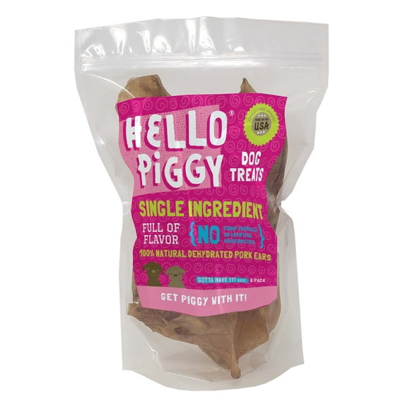 Hello Piggy Jumbo Pig Ears, 6ct Stand Up Bag