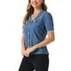 thumbnail image 4 of CAMISA DE CUELLO PETER PAN PARA MUJERES INSPIRE CHIC CON MANGAS CORTAS Y PUFF, BLUSA DE CHIFFON, TALLA XL, GRIS AZUL, 4 of 6