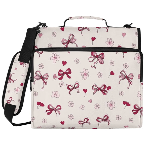 ALAZA Zipper Binder Art Bows Hearts Pattern 2 inch 3 Ring 500 Sheet Capacity Trapper Keeper File Folder Organizer Bag