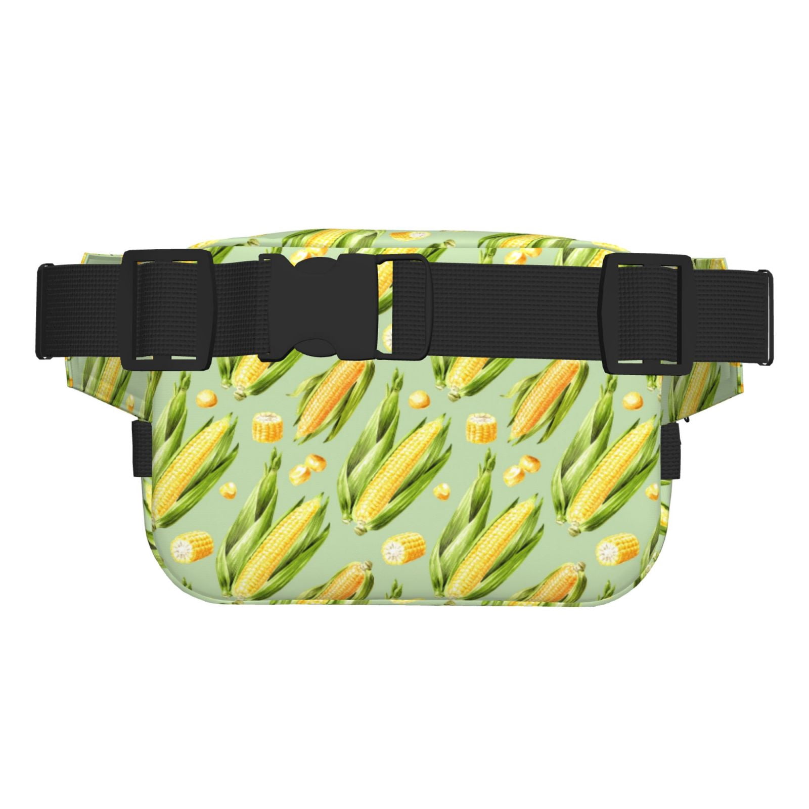 Picia Fresh Sweet Corn Print Square Double-Layer Waist Bag Mini Adjustable Waist Belt Bag Exercise Running Travel Hiking