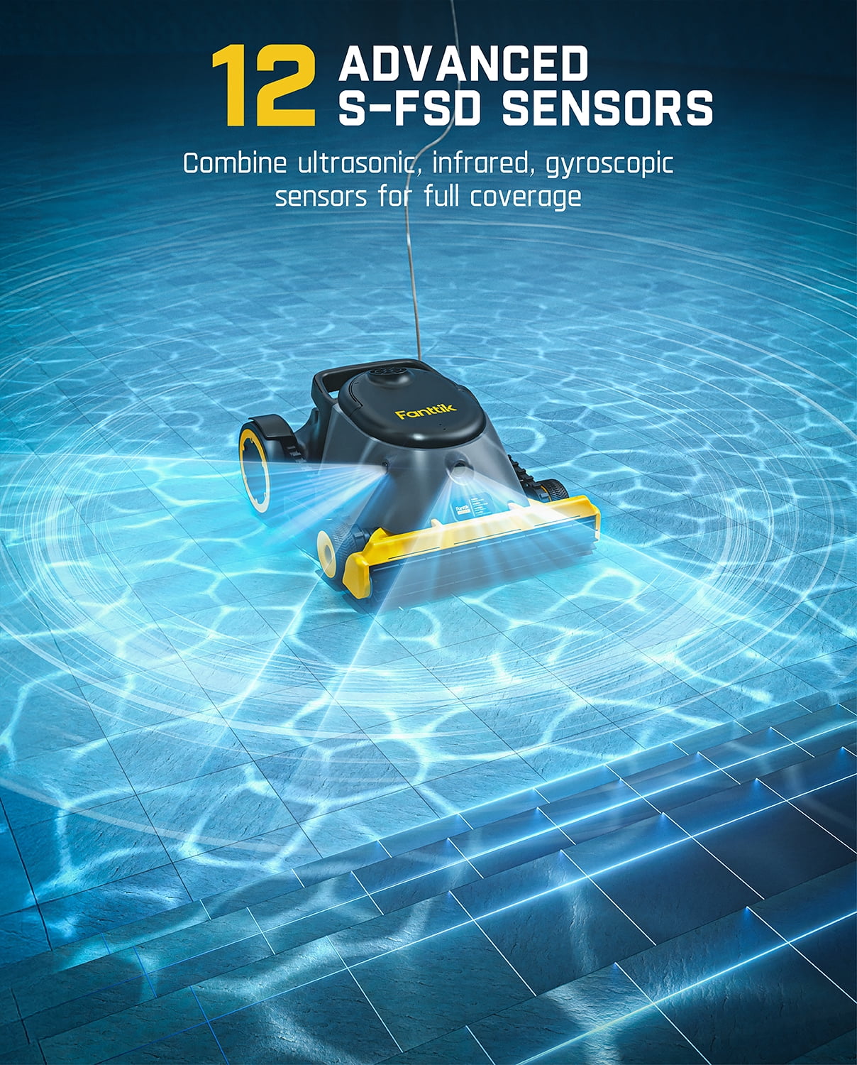Fanttik Aero X Cordless Robotic Pool Cleaner – 4X Efficiency, 6H Runtime, Cleans Waterline, Walls & Floor,Up to 5382 Sq.Ft, APP & Remote Control