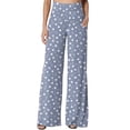 thumbnail image 4 of Wide Leg Pants Women Casual Flower Print Elastic Waist Palazzo Pant for Women Dressy Long Trousers with Pockets, 4 of 6