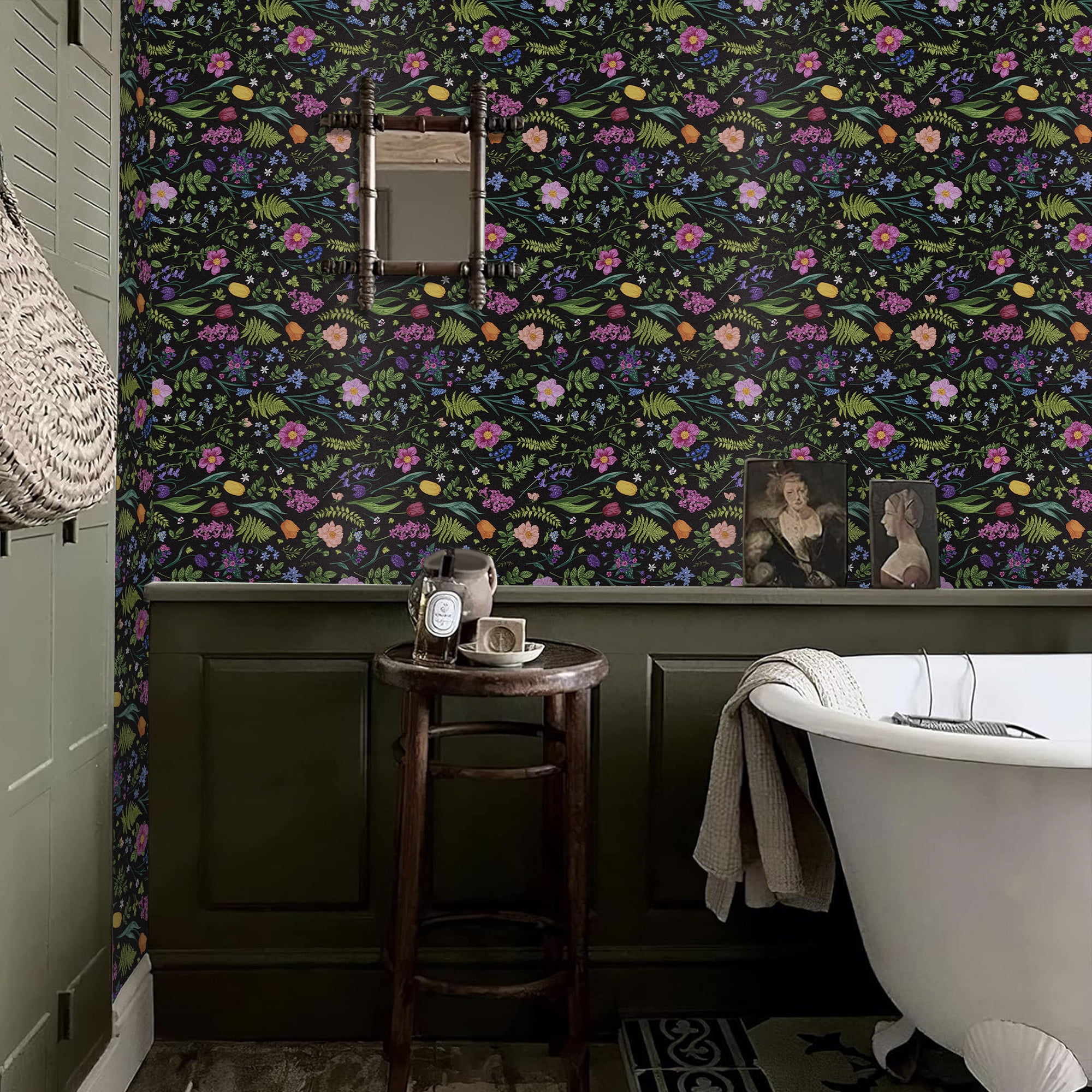 Abyssaly Floral Peel and Stick Wallpaper 17.7" x 118" Self-adhesive Removable Wall Paper Flower Vinyl Contact Paper for Home Decor