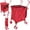 Red, variant on Wellmax WM99100 Series Folding Shopping Cart with Wheels, Grocery Cart with Removable Canvas with Cover, Lightweight Utility Cart for Groceries and Laundry - Holds up to 120 lbs Red