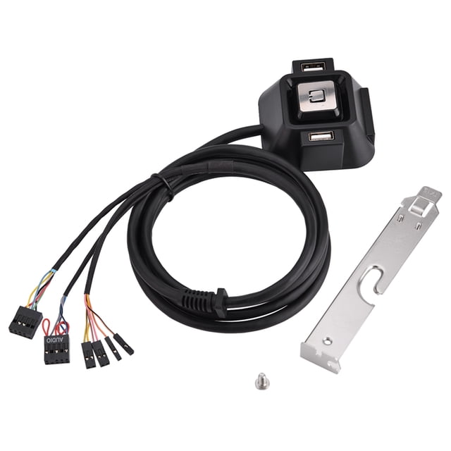 Caja de PC de escritorio Interruptor Puertos USB duales Botón de reinicio de energía Puerto de audio y micrófono
