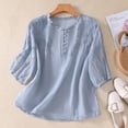 thumbnail image 2 of Women's Spring/Summer Embroidered Loose Bohemian Retro Mid-Sleeve Blouse Top, 2 of 12