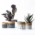 thumbnail image 3 of Livesture Vintage Geometric Pattern Woven Basket Indoor Planter B White M, 3 of 7