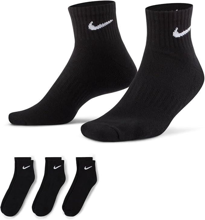 Nike Everyday Cushion Breathable Ankle Training Socks (6 Pair) Large Black/White