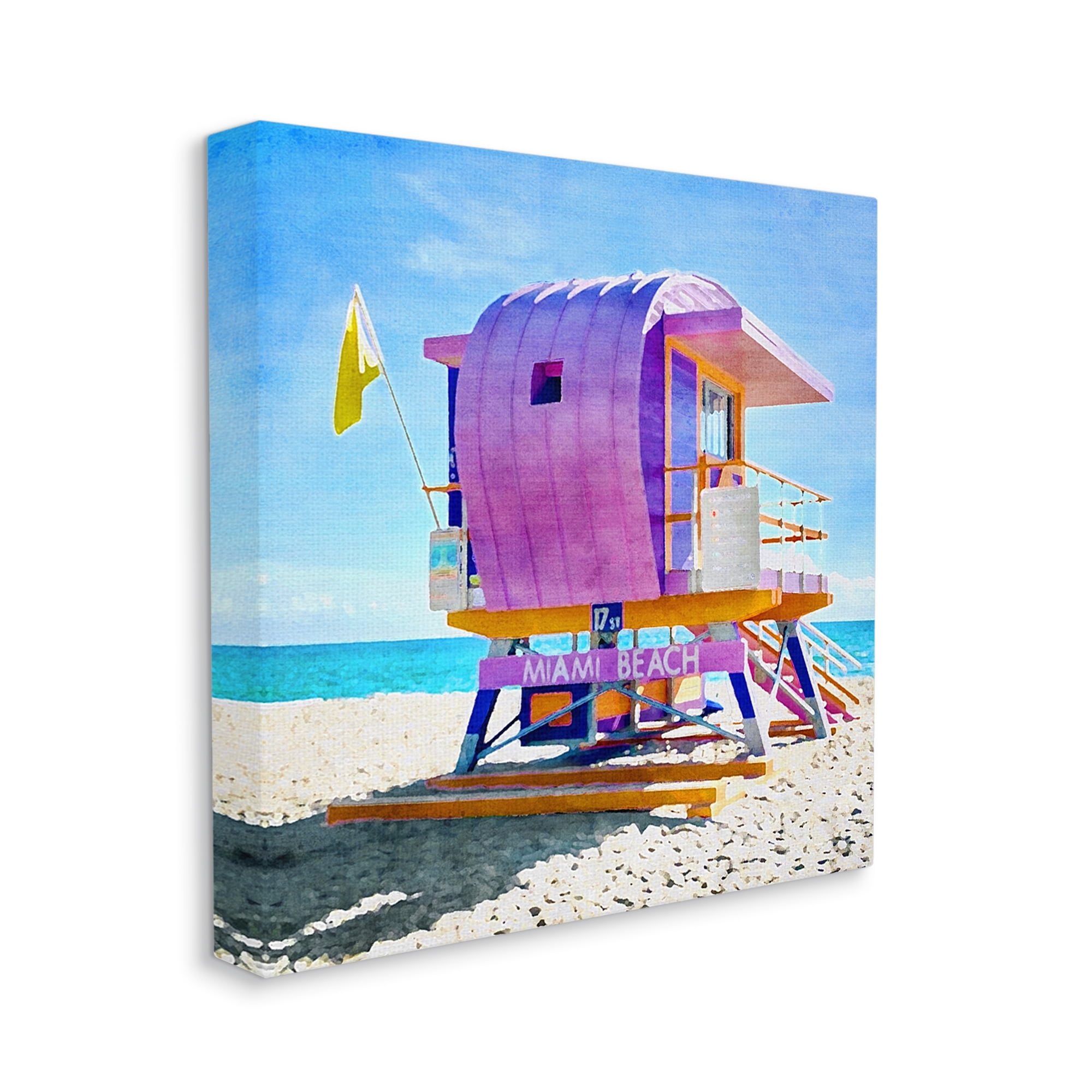 Stupell Industries Summer Lifeguard Hut Nature Painting Gallery Wrapped Canvas Print Wall Art, 24 x 24