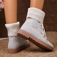 thumbnail image 5 of Rokment Womens Platform Combat Boots Fall Winter Trendy Casual Knit Patchwork Foldover Flat Low Heel Mid Calf Short Booties White Size 7.5, 5 of 7