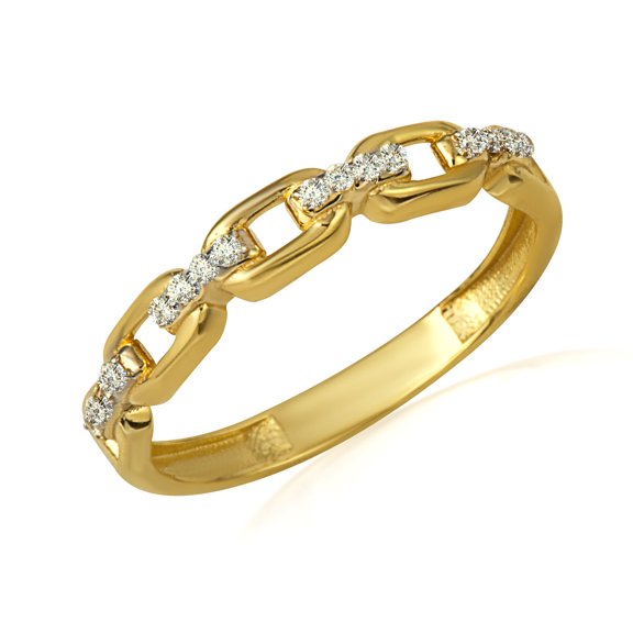 14k Yellow Gold Cubic Zirconia Chain Link Band Ring (Size 4)