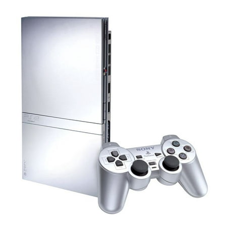 Refurbished Sony PlayStation 2 PS2 Slim Console (Satin Silver) with Matching DS2