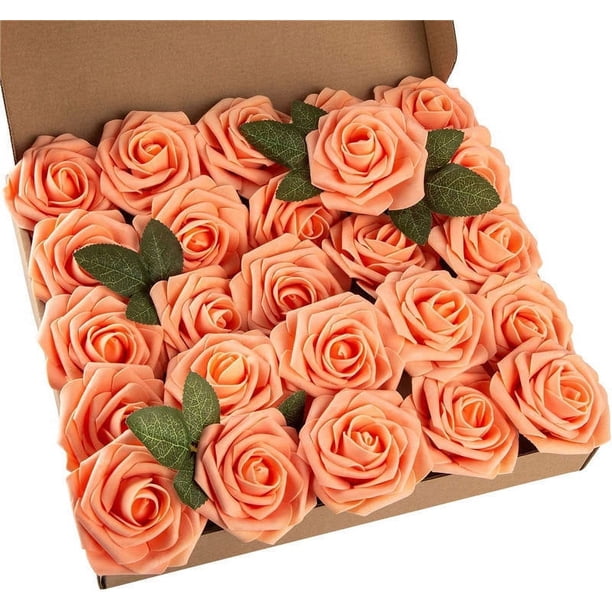 Caja de regalo de rosas de espuma de polietileno, 25/50 unidades, flores artificiales falsas, decoración de boda, flores para sujetar
