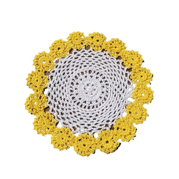 Small Handmade Place Mat Crochet Round 8inch Cotton Doily Floral Design Fabric Coasters Doilies Pack for Living Room, Set of 4 Light Blue,Washable Non-Slip Heatproof