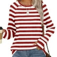 thumbnail image 5 of Kaemgyyd Women Striped Long Sleeve Sweater Causal Oversized Knit Pullover Tops Loose Crewneck Ribbed Fall Clothing with Thumb Hole, 5 of 6