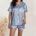 thumbnail image 6 of WAYUTE Womens Sets 2 Piece Outfits Short Sleeve Stpried V Neck Button Down Shirts and Shorts Set Comfortable Home Outfit Loungewear Sets, 6 of 7