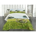 thumbnail image 3 of Ambesonne Wagon Wheel Quilted Bedspread Set 3 Pcs, Green Meadow, King Size, Multicolor, 3 of 5