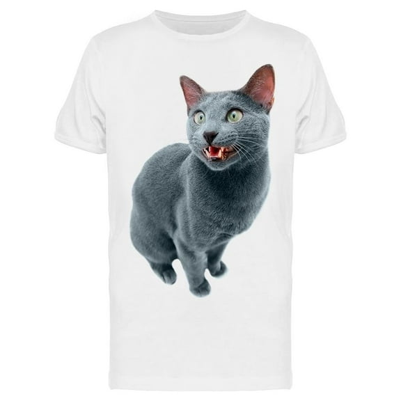 Russian Cat Showing His Teeth T-Shirt Men -Image by Shutterstock, Male XX-Large