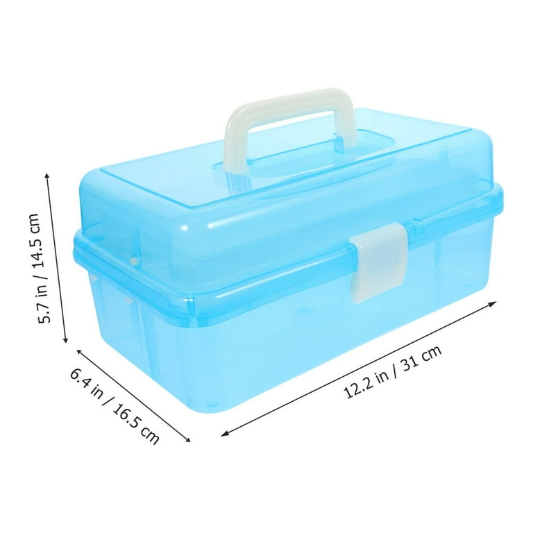 DYIASRUT Three-Layer Multipurpose Storage Box Organizer, 12in Clear Plastic Storage Case for Art Craft and Cosmetic, Sewing Supplies Organizer