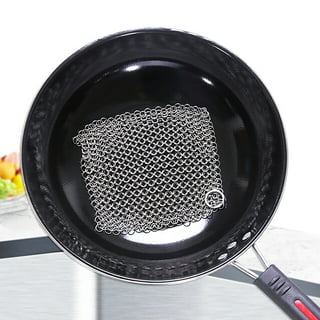 Cast Iron Cleaner Chainmail Scrubber with Pan Scraper, Ergonomic Handle Cast  Iron Scrubber Brush 316 Chainmail Scrubber For Cast Iron Pans, Iron Skillet,  Grill Dutch Oven Metal Brush Cleaning CastIron Black