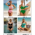 thumbnail image 6 of DOKOTOO Womens Swimsuits Seashell Textured Bikini Sets High Waisted Two Piece Bathing Suits with Stitching Ribbon Shell Decoration, 6 of 8