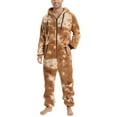 thumbnail image 2 of Men's Hooded Onesie Pajamas Adult One Piece Pjs Zip Up Jumpsuit Warm Full Zipper Long Sleeve Long Pants Thick Thermal Lounge Fuzzy Fleece Fall Winter Sleepwear Yellow2 Large, 2 of 5