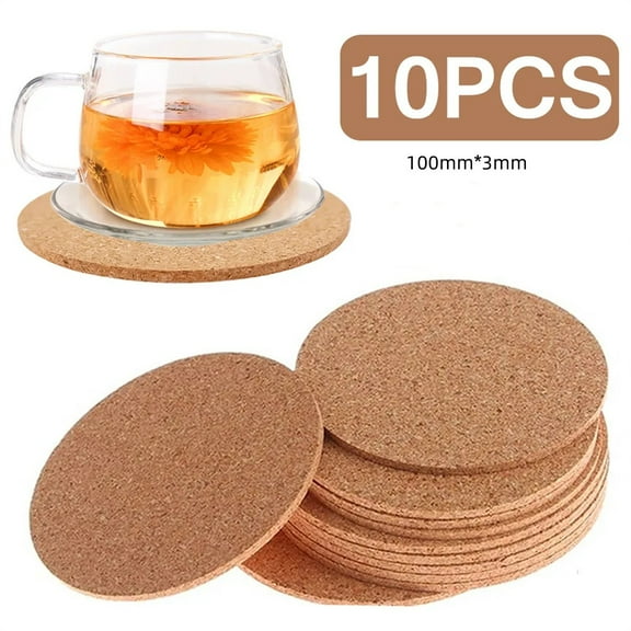 Cork Coasters, Round Absorbent Coaster for Drinks, 3.94‘’ Coaster Set of 12, Coasters for Cold Hot Beverages Glasses Mugs Cups Plants Apartment Decor Bar Table
