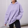 thumbnail image 2 of BangWanChi Trendy Queen Hoodies Women's Solid Color Long Sleeved Pocket Loose Hooded Top Sweatshirt, 2 of 5