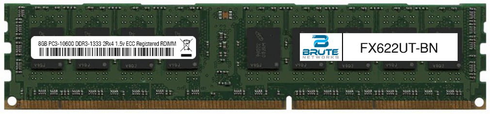 8GB PC3-10600 DDR3-1333Mhz 2Rx4 1.5v ECC Registered RDIMM Equivalent to OEM PN # FX622UT Brute Networks FX622UT-BN 