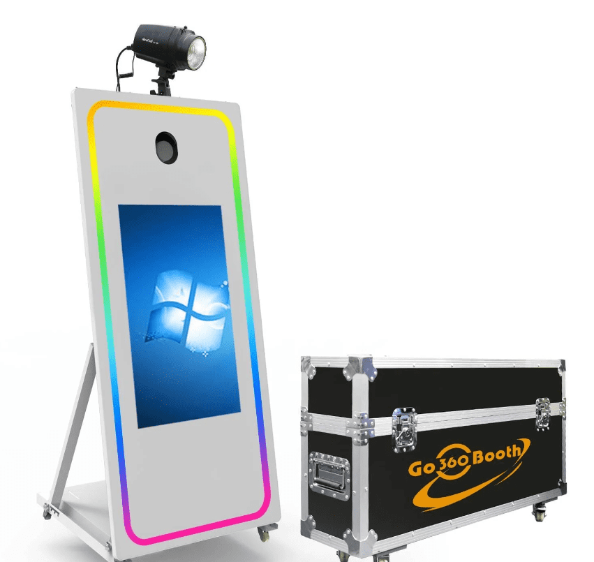 65" Led Mirror Photo Booth - 32“ Interactive Touch Screen - Flash Lamp with Flight case for Event Rental,Wedding & Party Christmas