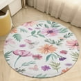thumbnail image 4 of Floral Colorful Flower Soft Bedroom Round Area Rug, Washable Cute Nursery Circle Throw Mat, Non-Slip Contemporary Small Low Pile Floor Carpet for Dorm Bedside, 4 of 6