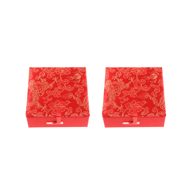 Etereauty 2 Pcs Chinese Style Brocade Gift Box Satin Jewelry Case
