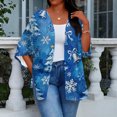 thumbnail image 7 of Women's Casual and Fashionable Christmas Printed Lightweight Mid-Length Jacket Cardigan, for Spring and Fall Wear,Blue,M, 7 of 7