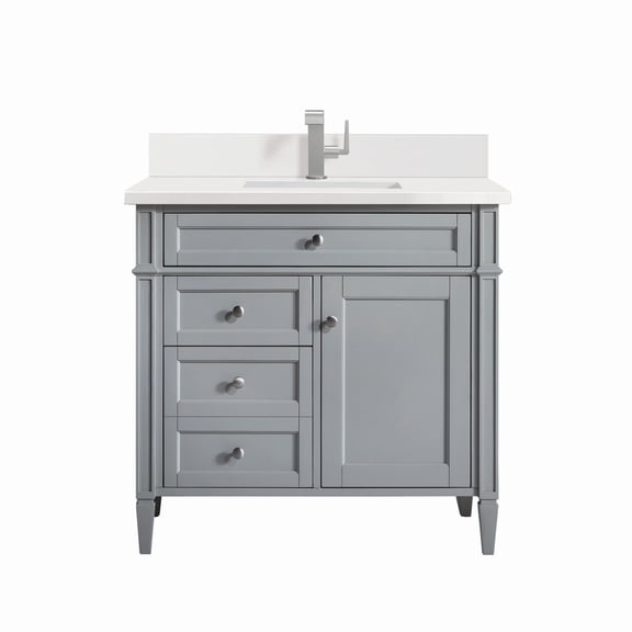 James Martin Vanities 650-V36-1Wz Brittany 36" Single Basin Poplar Wood Vanity Set - Grey