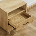 thumbnail image 6 of CHITOOMA 2-Drawer Nightstand with Open Shelf, Wood Fluted Bedside Table with Storage, Small End Table for Bedroom Living Room, Natural, 6 of 9
