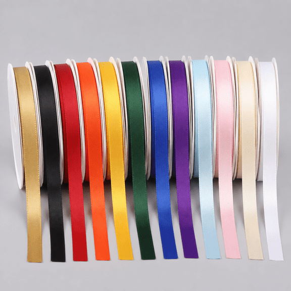 Rainbow Satin Ribbon 1/4 Inch x 12 Rolls Total 60 Yards- Colorful Ribbon for Gift Wrapping Craft Party Decoration Wedding