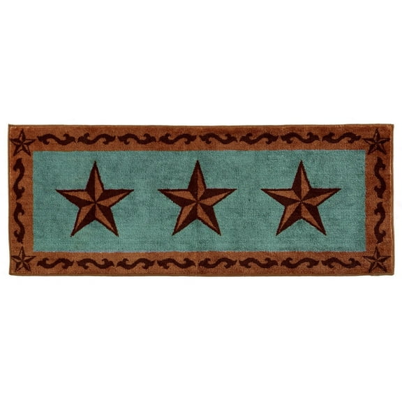 hiend accents western star print rug, 24 by 60-inch, turquoise