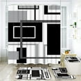 thumbnail image 2 of FRAMICS Black Geometric Shower Curtain Sets with Rugs, 16 Pc White Modern Abstract Bathroom Sets, Waterproof Fabric Bathroom Curtain Decor with Hooks, 2 of 10