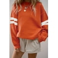 thumbnail image 2 of Women's Cozy Orange Varsity Striped Drop Shoulder Oversized Sweatshirt | [ZhiHiMeRi] | (US 12-14)L, 2 of 10