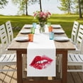 thumbnail image 4 of Red Lip 90 Inch Table Runner, Kiss Love Abstract Art Farmhouse Dresser Scarf Cotton & Linen Tablerunner for Dining/Kitchen Island/Holiday Party Décor 13" x 90", 4 of 9