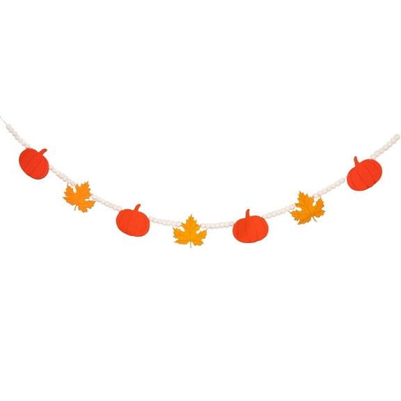 Thanksgiving Beaded Garland, Wooden Beads Decor, Fall Pumpkin Decoration, Home Doorway Wall Hanging, Autumn Celebration Decor