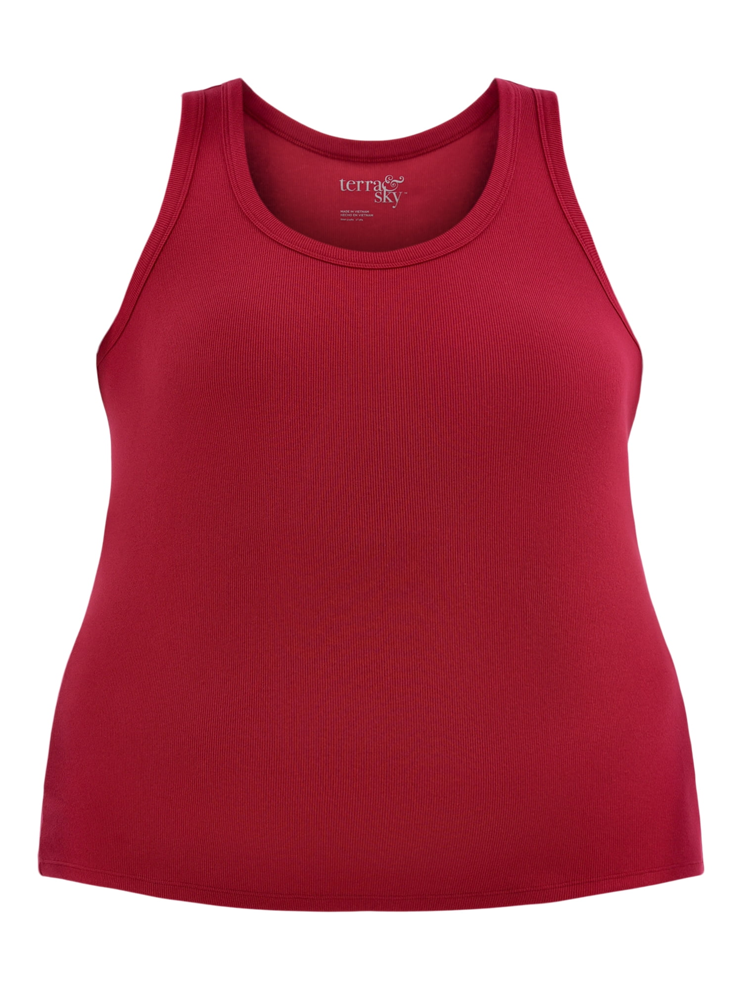 Terra & Sky Women's Plus Size Scoop Neck Ribbed Tank Top